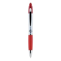 Zebra Z-Grip MAX Ballpoint Pen, Retractable, Medium 1 Mm, Red Ink, Silver Barrel, 12/Pack