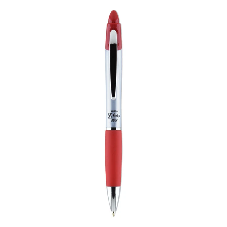 Zebra Z-Grip MAX Ballpoint Pen, Retractable, Medium 1 Mm, Red Ink, Silver Barrel, 12/Pack 3 Zebra Z-Grip MAX Ballpoint Pen, Retractable, Medium 1 Mm, Red Ink, Silver Barrel, 12/Pack