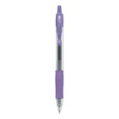 Pilot G2 Premium Gel Pen, Retractable, Extra-Fine 0.5 Mm, Purple Ink, Smoke Barrel, Dozen