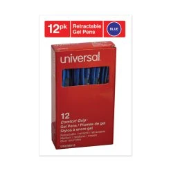 Universal Comfort Grip Gel Pen, Retractable, Medium 0.7 Mm, Blue Ink, Translucent Blue Barrel, Dozen -Bostitch Shop 666345