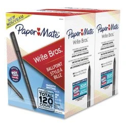 Paper Mate Write Bros. Ballpoint Pen Value Pack, Stick, Medium 1 Mm, Black Ink, Black Barrel, 120/Pack 11 Paper Mate Write Bros. Ballpoint Pen Value Pack, Stick, Medium 1 Mm, Black Ink, Black Barrel, 120/Pack -Bostitch Shop 682806