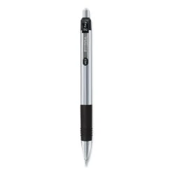 Zebra Z-Grip Metal Ballpoint Pen, Retractable, Medium 1 Mm, Black Ink, Silver Barrel, 12/Pack
