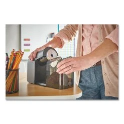 X-ACTO® Model 1675 TeacherPro Classroom Electric Pencil Sharpener, AC-Powered, 4 X 7.5 X 8, Black/Silver/Smoke -Bostitch Shop 701673