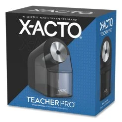 X-ACTO® Model 1675 TeacherPro Classroom Electric Pencil Sharpener, AC-Powered, 4 X 7.5 X 8, Black/Silver/Smoke
