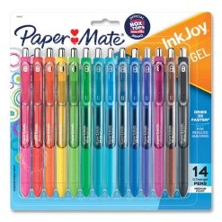 Paper Mate InkJoy Gel Pen, Retractable, Medium 0.7 Mm, Assorted Ink And Barrel Colors, 14/Pack