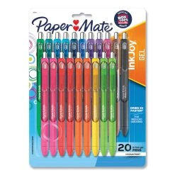 Paper Mate InkJoy Gel Pen, Retractable, Medium 0.7 Mm, Assorted Ink And Barrel Colors, 20/Pack
