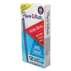 Paper Mate Write Bros. Ballpoint Pen, Stick, Medium 1 Mm, Blue Ink, Blue Barrel, Dozen -Bostitch Shop 716286