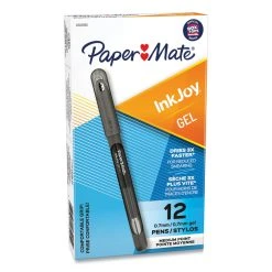 Paper Mate InkJoy Gel Pen, Stick, Medium 0.7 Mm, Black Ink, Black Barrel, Dozen 10 Paper Mate InkJoy Gel Pen, Stick, Medium 0.7 Mm, Black Ink, Black Barrel, Dozen -Bostitch Shop 716292