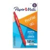 Paper Mate Profile Gel Pen, Retractable, Fine 0.5 Mm, Red Ink, Translucent Red Barrel, Dozen