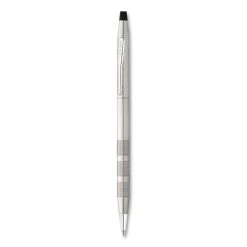 Cross® Classic Century Twist-Action Ballpoint Pen, Retractable, Medium 1 Mm, Black Ink, Satin Chrome Barrel
