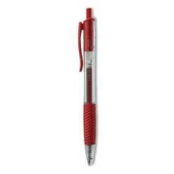 Universal Comfort Grip Gel Pen, Retractable, Medium 0.7 Mm, Red Ink, Translucent Red Barrel, Dozen