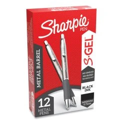 Sharpie® S-Gel™ S-Gel Premium Metal Barrel Gel Pen, Retractable, Medium 0.7 Mm, Black Ink, Gun Metal Gray Barrel, Dozen -Bostitch Shop 729879