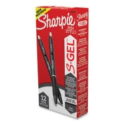 Sharpie® S-Gel™ S-Gel High-Performance Gel Pen, Retractable, Fine 0.5 Mm, Black Ink, Black Barrel, Dozen -Bostitch Shop 729886