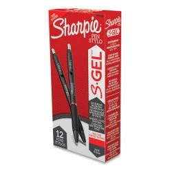 Sharpie® S-Gel™ S-Gel High-Performance Gel Pen, Retractable, Fine 0.5 Mm, Red Ink, Black Barrel, Dozen -Bostitch Shop 729916