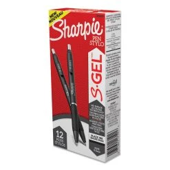 Sharpie® S-Gel™ S-Gel High-Performance Gel Pen, Retractable, Fine 0.5 Mm, Black Ink, Black Barrel, Dozen -Bostitch Shop 729971