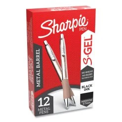 Sharpie® S-Gel™ S-Gel Premium Metal Barrel Gel Pen, Retractable, Medium 0.7 Mm, Black Ink, Champagne Barrel, Dozen -Bostitch Shop 729985