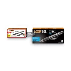 Bic GLIDE Bold Ballpoint Pen, Retractable, Bold 1.6 Mm, Black Ink, Smoke Barrel, Dozen -Bostitch Shop 741675