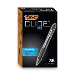 Bic GLIDE Bold Ballpoint Pen Value Pack, Retractable, Bold 1.6 Mm, Black Ink, Black Barrel, 36/Pack -Bostitch Shop 741685