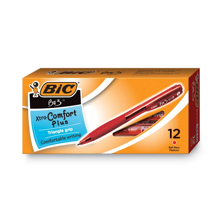 Bic BU3 Ballpoint Pen, Retractable, Bold 1 Mm, Red Ink, Red Barrel, Dozen 3 Bic BU3 Ballpoint Pen, Retractable, Bold 1 Mm, Red Ink, Red Barrel, Dozen