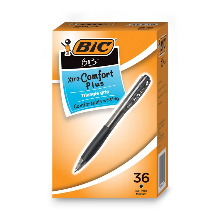 Bic BU3 Ballpoint Pen, Retractable, Medium 1 Mm, Black Ink, Black Barrel, 36/Pack 3 Bic BU3 Ballpoint Pen, Retractable, Medium 1 Mm, Black Ink, Black Barrel, 36/Pack