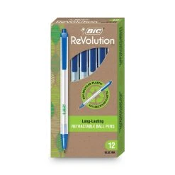 Bic Ecolutions Clic Stic Ballpoint Pen, Retractable, Medium 1 Mm, Blue Ink, Clear Barrel, Dozen