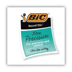 Bic Round Stic Xtra Precision Ballpoint Pen, Stick, Fine 0.8 Mm, Blue Ink, Translucent Blue Barrel, Dozen -Bostitch Shop 743908