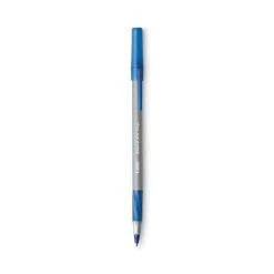 Bic Round Stic Grip Xtra Comfort Ballpoint Pen, Stick, Fine 0.8 Mm, Blue Ink, Gray/Blue Barrel, Dozen -Bostitch Shop 743912
