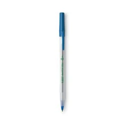 Bic Ecolutions Round Stic Ballpoint Pen Value Pack, Stick, Medium 1 Mm, Blue Ink, Clear Barrel, 50/Pack -Bostitch Shop 743954