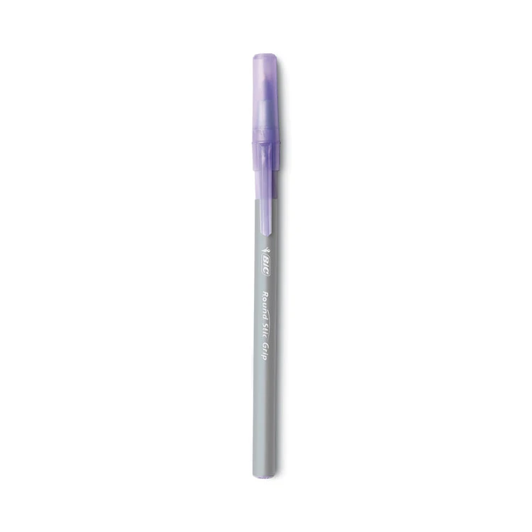 Bic Round Stic Grip Xtra Comfort Ballpoint Pen, Easy-Glide, Stick, Medium 1.2 Mm, Purple Ink, Gray/Purple Barrel, Dozen 4 Bic Round Stic Grip Xtra Comfort Ballpoint Pen, Easy-Glide, Stick, Medium 1.2 Mm, Purple Ink, Gray/Purple Barrel, Dozen - Image 2