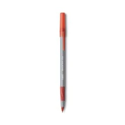 Bic Round Stic Grip Xtra Comfort Ballpoint Pen, Easy-Glide, Stick, Medium 1.2 Mm, Red Ink, Gray/Red Barrel, Dozen -Bostitch Shop 743972