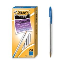 Bic Cristal Xtra Smooth Ballpoint Pen Value Pack, Stick, Medium 1 Mm, Blue Ink, Clear Barrel, 24/Pack -Bostitch Shop 744544