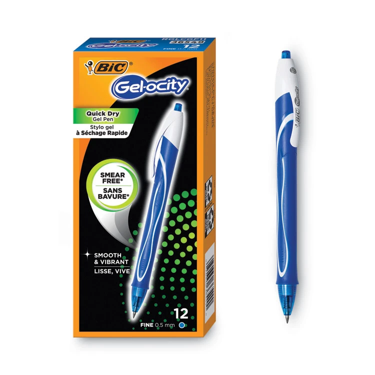 Bic Gel-ocity Quick Dry Gel Pen, Retractable, Fine 0.5 Mm, Blue Ink, Blue Barrel, Dozen 6 Bic Gel-ocity Quick Dry Gel Pen, Retractable, Fine 0.5 Mm, Blue Ink, Blue Barrel, Dozen - Image 4