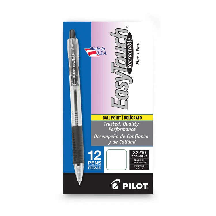 Pilot EasyTouch Ballpoint Pen, Retractable, Fine 0.7 Mm, Black Ink, Clear Barrel, Dozen 4 Pilot EasyTouch Ballpoint Pen, Retractable, Fine 0.7 Mm, Black Ink, Clear Barrel, Dozen - Image 2