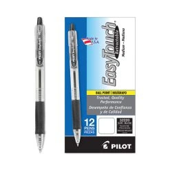 Pilot EasyTouch Ballpoint Pen, Retractable, Medium 1 Mm, Black Ink, Clear Barrel, Dozen -Bostitch Shop 752040