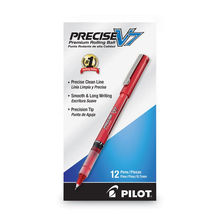 Pilot Precise V7 Roller Ball Pen, Stick, Fine 0.7 Mm, Red Ink, Red Barrel, Dozen 4 Pilot Precise V7 Roller Ball Pen, Stick, Fine 0.7 Mm, Red Ink, Red Barrel, Dozen - Image 2
