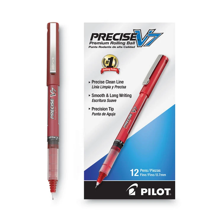 Pilot Precise V7 Roller Ball Pen, Stick, Fine 0.7 Mm, Red Ink, Red Barrel, Dozen 6 Pilot Precise V7 Roller Ball Pen, Stick, Fine 0.7 Mm, Red Ink, Red Barrel, Dozen - Image 4