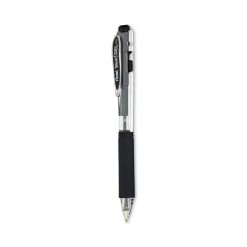 Pentel WOW! Gel Pen, Retractable, Medium 0.7 Mm, Black Ink, Clear/Black Barrel, Dozen