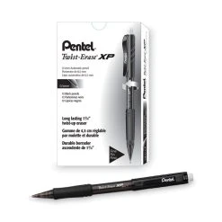 Pentel Twist-Erase EXPRESS Mechanical Pencil, 0.5 Mm, HB (#2.5), Black Lead, Black Barrel, Dozen -Bostitch Shop 753017