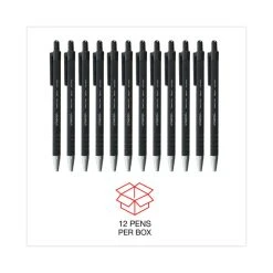 Universal Ballpoint Pen, Retractable, Medium 1 Mm, Black Ink, Black Barrel, Dozen -Bostitch Shop 753955