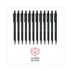 Universal Ballpoint Pen, Retractable, Fine 0.7 Mm, Black Ink, Black Barrel, Dozen -Bostitch Shop 753969