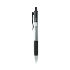Universal Comfort Grip Ballpoint Pen, Retractable, Medium 1 Mm, Black Ink, Clear Barrel, Dozen