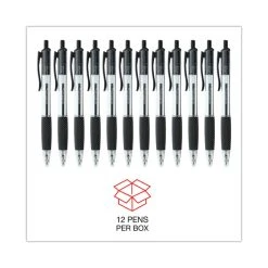 Universal Comfort Grip Ballpoint Pen, Retractable, Medium 1 Mm, Black Ink, Clear Barrel, Dozen -Bostitch Shop 753985