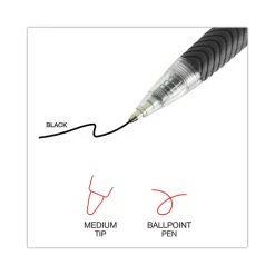 Universal Comfort Grip Ballpoint Pen, Retractable, Medium 1 Mm, Black Ink, Clear Barrel, Dozen -Bostitch Shop 753986