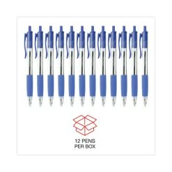 Universal Comfort Grip Ballpoint Pen, Retractable, Medium 1 Mm, Blue Ink, Clear Barrel, Dozen -Bostitch Shop 753993