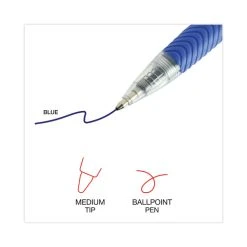 Universal Comfort Grip Ballpoint Pen, Retractable, Medium 1 Mm, Blue Ink, Clear Barrel, Dozen -Bostitch Shop 753994