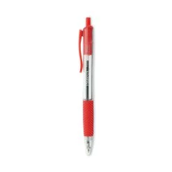 Universal Comfort Grip Ballpoint Pen, Retractable, Medium 1 Mm, Red Ink, Clear Barrel, Dozen