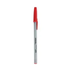 Universal Ballpoint Pen, Stick, Medium 1 Mm, Red Ink, Gray Barrel, Dozen