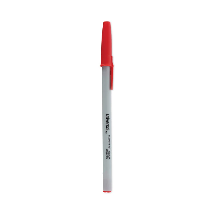 Universal Ballpoint Pen, Stick, Medium 1 Mm, Red Ink, Gray Barrel, Dozen 3 Universal Ballpoint Pen, Stick, Medium 1 Mm, Red Ink, Gray Barrel, Dozen