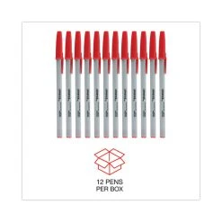 Universal Ballpoint Pen, Stick, Medium 1 Mm, Red Ink, Gray Barrel, Dozen 14 Universal Ballpoint Pen, Stick, Medium 1 Mm, Red Ink, Gray Barrel, Dozen -Bostitch Shop 754071