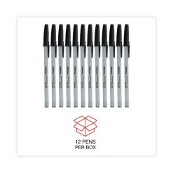 Universal Ballpoint Pen, Stick, Fine 0.7 Mm, Black Ink, Gray Barrel, Dozen -Bostitch Shop 754078